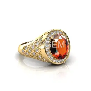 RRVGEM natural onyx ring 11.00 Ratti Certified gomed/garnet ring Handcrafted Finger Ring With Beautifull Stone hessonite ring Gold Plated for Men and Women