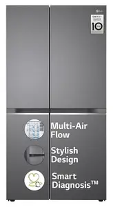 LG 655 L Frost-Free Smart Inverter Double Door Side-By-Side Refrigerator (GL-B257HDSY, Dazzle Steel, Express Freeze | Multi Air-Flow)