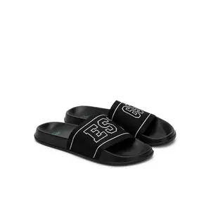 United Colors of Benetton Mens Printed Pattern Casual Slippers, 8 UK, Black