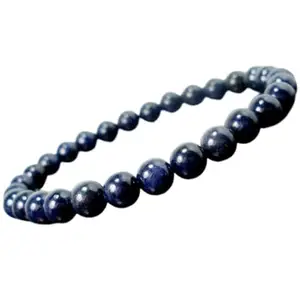RRJEWELZ Natural Blue Sapphire Round Shape Smooth Cut 8mm Beads 7.5 inch Stretchable Bracelet for Healing, Meditation, Prosperity, Good Luck | STBR_02236
