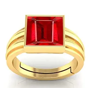 KUBER GEMS 7.25 Ratti / 6.00 Carat Ruby (Manikya/Maneek) Gemstone Panchdathu Gold Plated Ring Astrological Purpose (Lab - Tested)