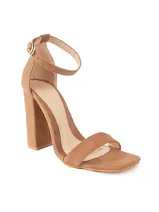 scentra fashion Women's Block Heel Sandals – Elegant, Comfortable, and Perfect for Parties, Work, and Special Occasions (Beige, UK Footwear Size System, Adult, Women, Numeric, Medium, 8)