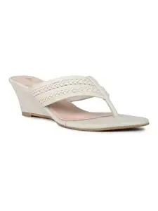 Inc.5 Womens Cream Ethnic Embellished Round Toe Heels
