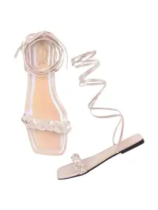 Shoetopia Women's Flat Sandal-7 Kids UK (Girls-Riya-Golden)-EU40