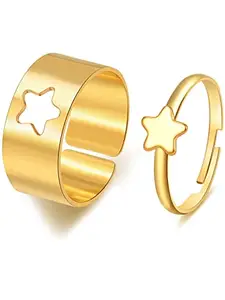 Vembley Stylish Golden Star Couple Ring Matching Wrap Finger Ring For Women and Men