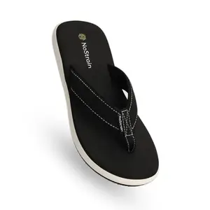 NoStrain Angular Canvas Slippers for Women, Triple Density Sole, Cushioned Insole (Black, UK Footwear Size System, Adult, Women, Numeric, Medium, 3)