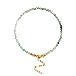 RRJEWELZ Blue Apatite Bracelet for Men & Women – 2mm Round Smooth Blue Beads – 7 inch adjustable with Gold Plated Clasp – Healing, Fashion, Gift, Spiritual, Yoga|LCBR_RR_01392