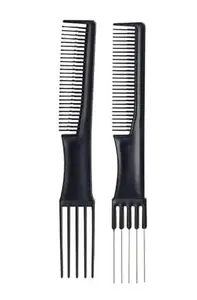 Professional Hair Detangling Comb Set, 19 cm Length, Wide Tooth Design, Black, Pack of 2