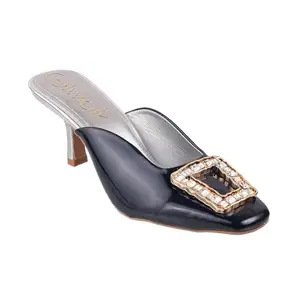 Catwalk Women Stylised Open Back Kitten Heels | For Women & Girls (BLUE,9 UK)