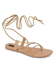 Shoetopia Women's & Girl's Brown Gladiatior Style Open Toe Flats