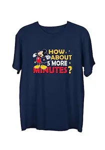 Wear Your Opinion Men's S to 5XL Premium Combed Cotton Printed Half Sleeve T-Shirt (Design : 5 Minutes Mickey,Navy,XXXX-Large)