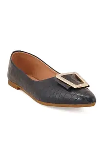 ELLE Women Ballerinas,Black,UK-8