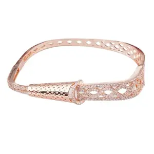 SKDLIFESTYLE American Diamond Rose Gold Plated Bracelet for Women | Birthday Gifts for Girls | Leaf Shaped Bracelet for Girls, Best Gifts for Women