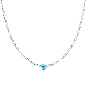 GIVA 925 Silver Blue Heart Choker | Gifts for Girlfriend, Gifts for Women and Girls |With Certificate of Authenticity and 925 Stamp | 6 Month Warranty*
