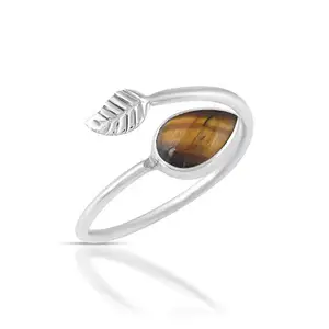 MAHAL JEWELS Tiger Eye 925 Sterling Silver Gemstone Designer Ring For Girls and Women