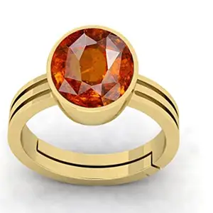 BALATANK�10.25 Ratti / 9.50 Carrat Certified Natural Gemstone Gomed Hessonite Stone Panchdhaatu Adjustable Ring Gold Plated Ring for Men and Women's
