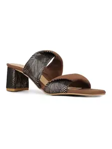 Inc.5 Womens Golden Solid Square Toe Party Wear Block Heel Sandals