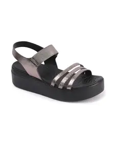 Elle Women Sandal, Gun metal, 6