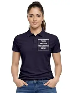 FASHIENT Customized Women’s Polo T-Shirt | Personalized Logo & Text Print | Premium Cotton Blend | Collared Half Sleeve Casual Wear