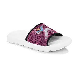 Bootco Dancing Anime Girl Slippers Women Flip Flop |Casual, Outdoor & Indoor, EVA Sole| Stylish Printed Chappal for beach, Home, Party- Light Pink 8 UK/IND