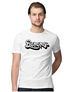 ALLEN BLACK Men's Regular Fit T-Shirt Bananas 100% Cotton T-Shirt White_BANANASM-White 2XL Men Round_