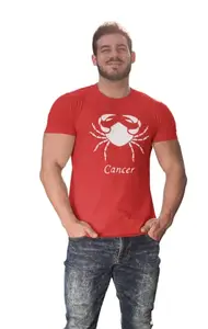 Bag It Deals Cancer (BG White) Red Round Neck Cotton Half Sleeved T-Shirt with Printed Graphics