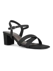 Inc.5 Womens Black Party Wear Solid Square Toe Sandals