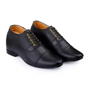 YUVRATO BAXI Men's 3.5 Inch Hidden Height Increasing Faux Leather Material, Black Casual Formal Laceup Oxford Shoes.- 8 UK