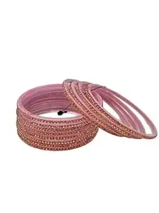 HOUSE OF BANGLEZ Women’s Gold Stone Studded Bangles Set of 12