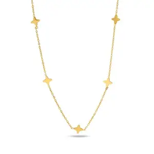 PALMONAS 18k Gold Plated Dainty clover flower necklace for Women - Gift for Girls & Women | Waterproof & Anti-Tarnish Necklace