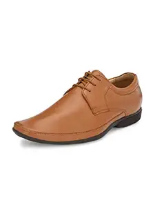 HiREL'S Men's Tan Leather Derby Formal Shoes