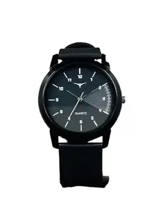Stylish Analog Watch – Classic Leather Strap & Quartz Movement MIT-Black-Black-Silicon