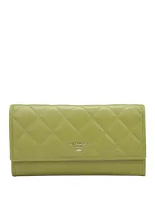 Da Milano Genuine Leather Green Women Wallet (10127A)
