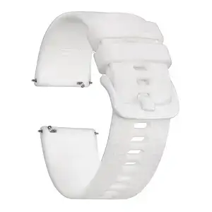 OMAX 22 MM White Ribbed Premium Grade, super flexible, Textured and smooth silicon watch strap and band compatible with All smart, digital and analog watches FSS08-WT-22-WT