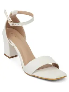 ICONICS Women Heeled Sandals,White,40