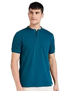Amazon Brand - Symbol Men's Cotton Rich Polo T Shirt | Mandarin Collar Tshirts | Half Sleeves | Plain - Regular Fit (Available in Plus Sizes)