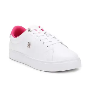 Tommy Hilfiger Leather Solid White Women Flat Sneakers (F23HWFW228) Size- 37