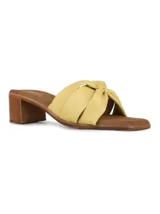 Inc.5 Womens Yellow Solid Square Toe Party Wear Heel Mules