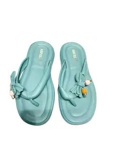 FootLook Soft & Comfortable Indoor Outdoor Fashionable Slippers for Girls & Women (FBS-Rama-Green-37)