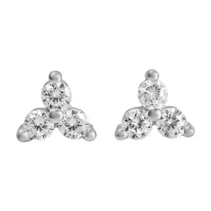 ZAVYA 925 Sterling Silver Cubic Zirconia CZ Designer Triangular Rhodium Plated Earrings | With Certificate of Authenticity & 925 Hallmark | Gift for Women & Girls