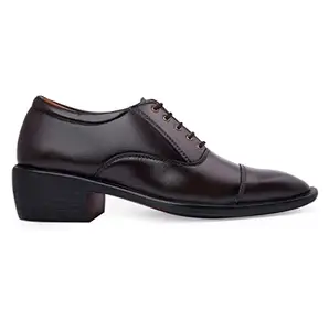 YUVRATO BAXI Men's 2 Inch Heel Height Increasing Brown Formal Office Wear lace-Up Shoe-8 UK