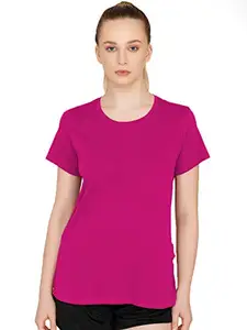 THE BLAZZE 1019 Women's Cotton Round Neck Half Sleeve Top Women's T-Shirt (XX-Large, DA-Magenta)