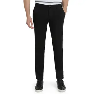 Raymond Men Slim Fit Solid Pattern Cotton Blend Flat Front Casual Chinos (Size:82)-RCTL00566-K9 Black