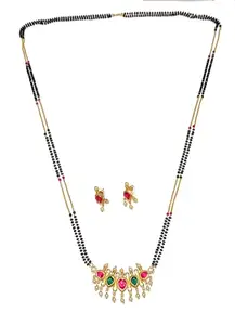 Adhira's Gold-Plated Micropolish 2 layered Pendant mangalsutra and earrings mangalsutra sets(496/36 inch))