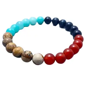 LKBEADS Red Onyx Bracelet for Healing, Jasper & Jade Beaded Bracelet Gift for Men/Women, Healing Crystal Jewelry, Unique Design|8mm Round|Smooth|Multicolor|SRC_LI_000731