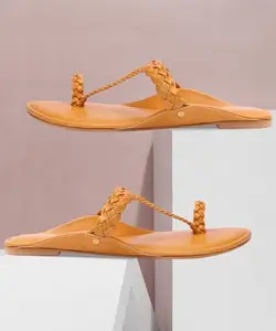 Picktoes PT-N712 Women's Yellow Synthetic Leather Casual Flat Sandal