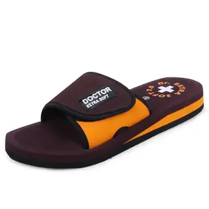 DOCTOR EXTRA SOFT Women's Care Orthopaedic and Diabetic Adjustable Strape Super Comfort Dr Sliders Flipflops and House Slippers for Women’s and Girl’s Slides D-52-BR-Orange-4UK