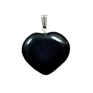 Takshila Gems® Natural Black Tourmaline Pendant, Heart Shape Tourmaline Stone Pendant for Men and Women
