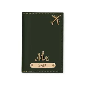 NAVYA ROYAL ART Personalised Name & Charm Leather Passport Cover Holder for Men & Women (Tan) | Customised Passport Holder for Gift