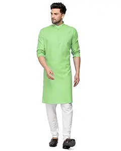 Men's Cotton Blend Straight Kurta Sharara Set (Kurta Stylish Latest set combo 35_Pista_XL)